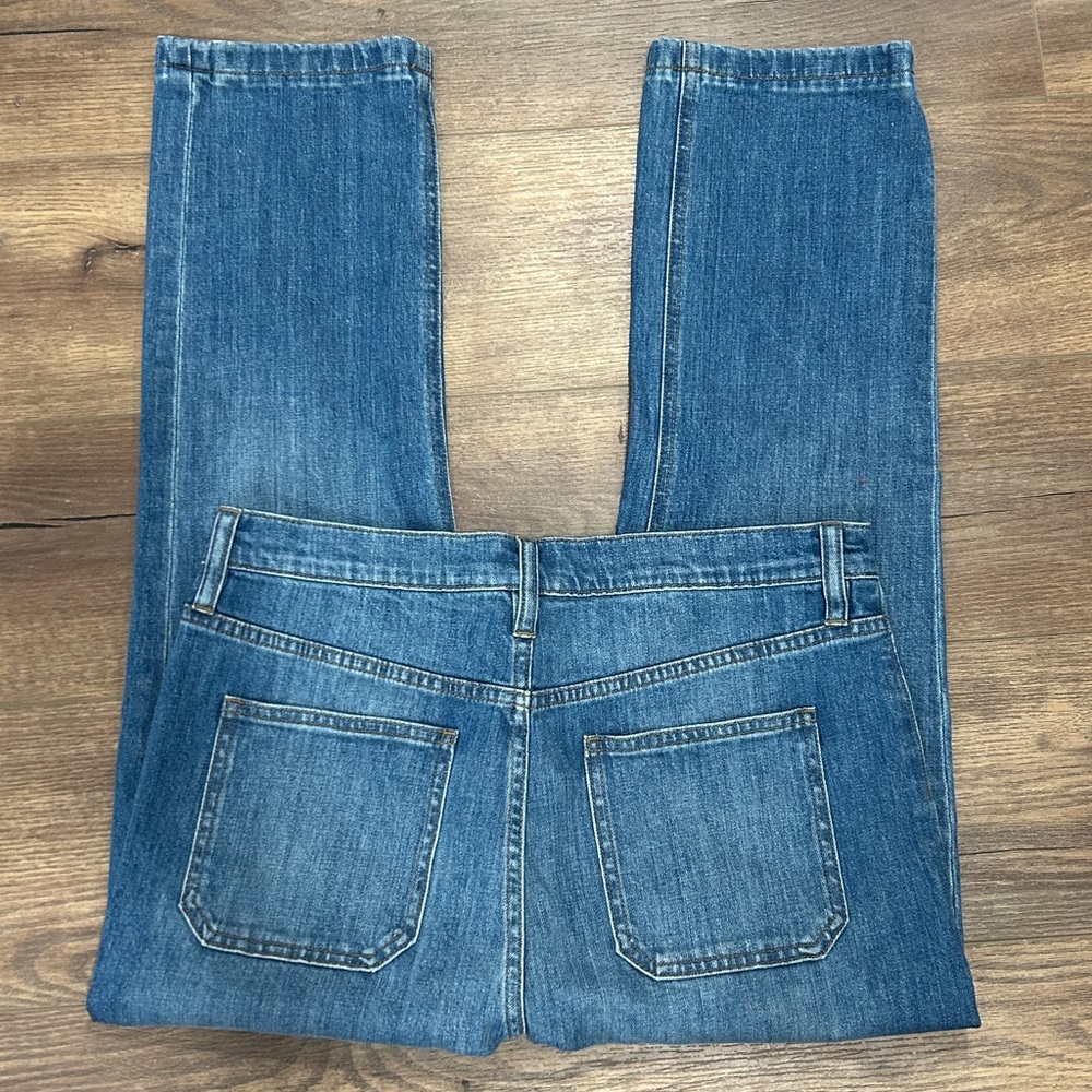 J.Crew Billie Demi boot front patch pocket boho denim blue jeans size 32 - Picture 3 of 5